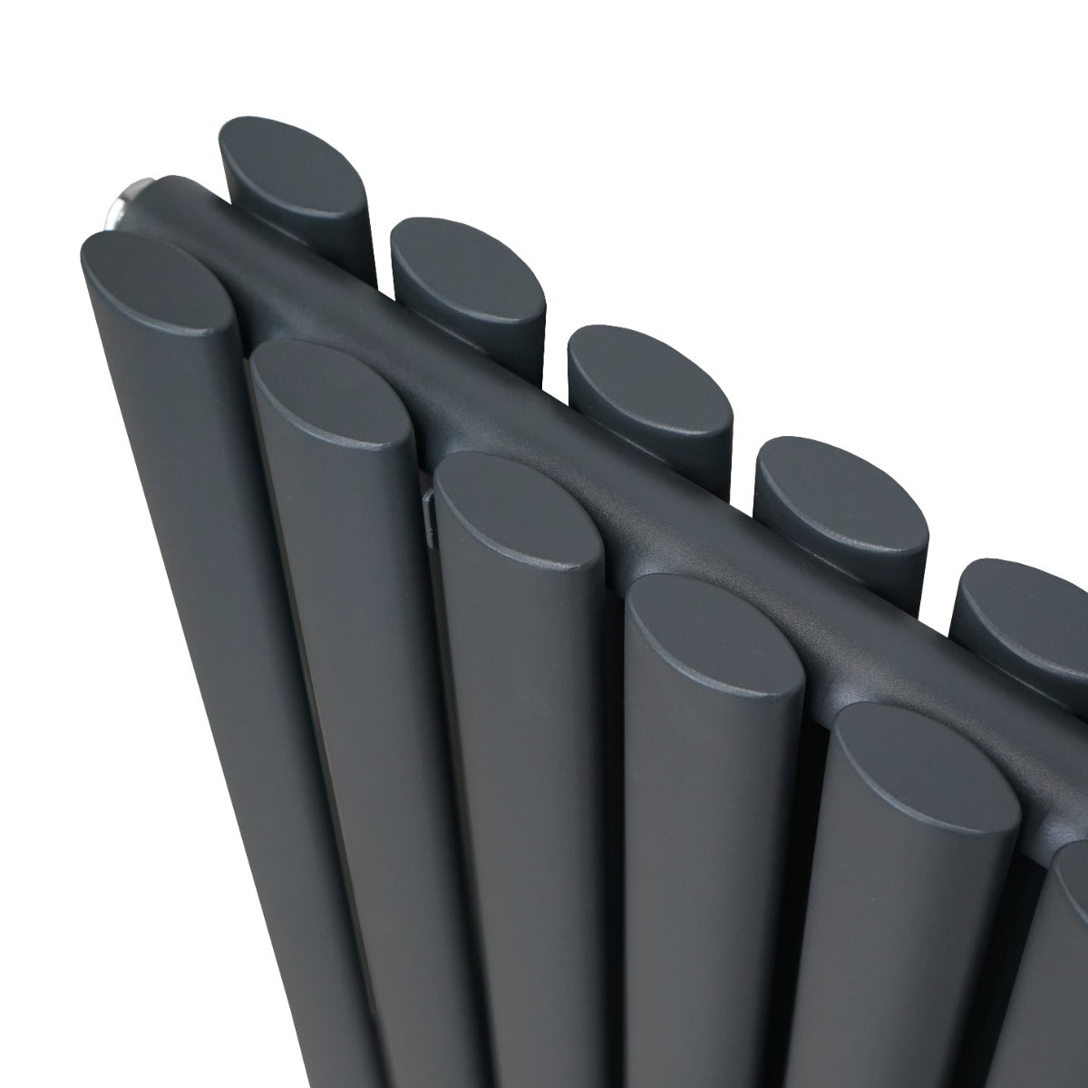 Oval Röhrenheizkörper & Chrom Thermostatventile – 1800mm x 360mm - Anthrazitgrau