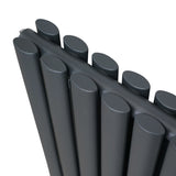 Oval Röhrenheizkörper & Chrom Thermostatventile – 1800mm x 360mm - Anthrazitgrau