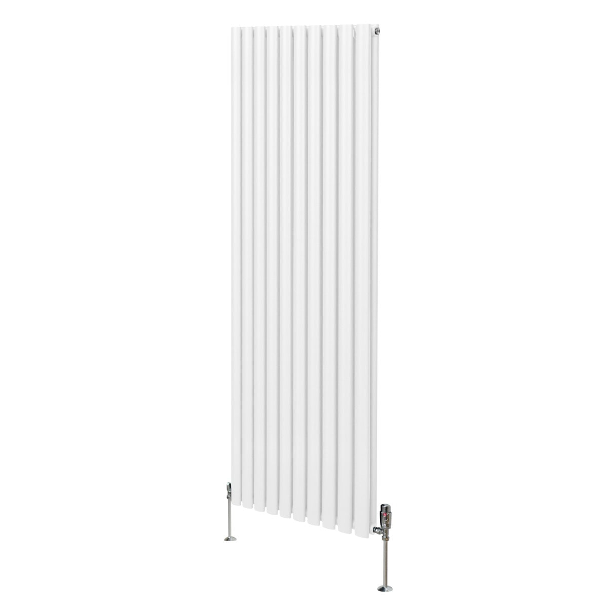 Oval Röhrenheizkörper & Chrom Thermostatventile – 1800mm x 600mm - Weiß