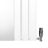 Heizkörper mit Spiegel & Chrom Thermostatventile - 1800mm x 425mm – Weiß