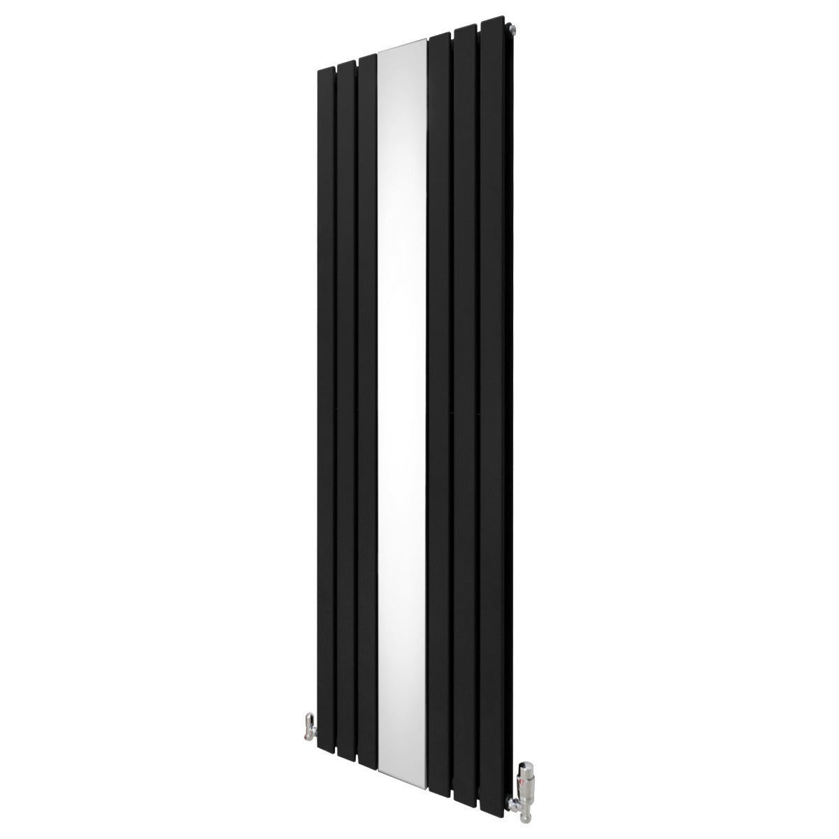 Heizkörper mit Spiegel & Chrom Thermostatventile - 1800mm x 565mm – Schwarz