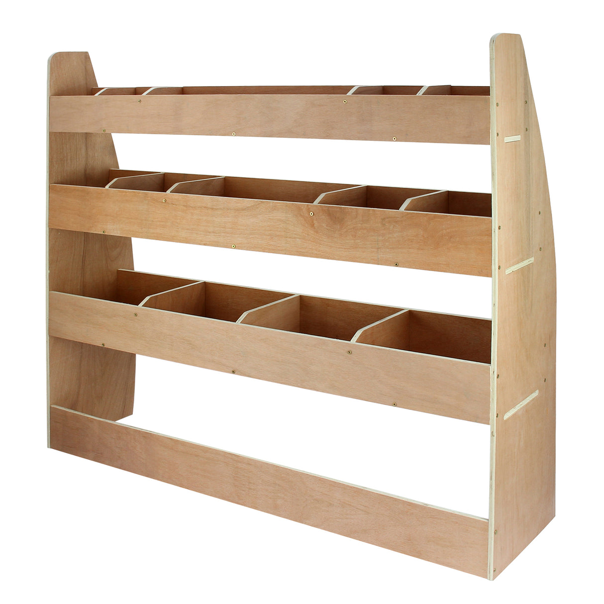 Rauchgraues Regalsystem aus Holz mit fünf offenen Fächern, ideal für VW Caddy, bietet praktischen Stauraum und robustes Design