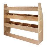 Rauchgraues Regalsystem aus Holz mit fünf offenen Fächern, ideal für VW Caddy, bietet praktischen Stauraum und robustes Design