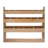 Schlichtes, helles Holzregal mit drei offenen Fächern, ideal für die Aufbewahrung im VW Caddy, bietet praktischen Stauraum und ansprechendes Design