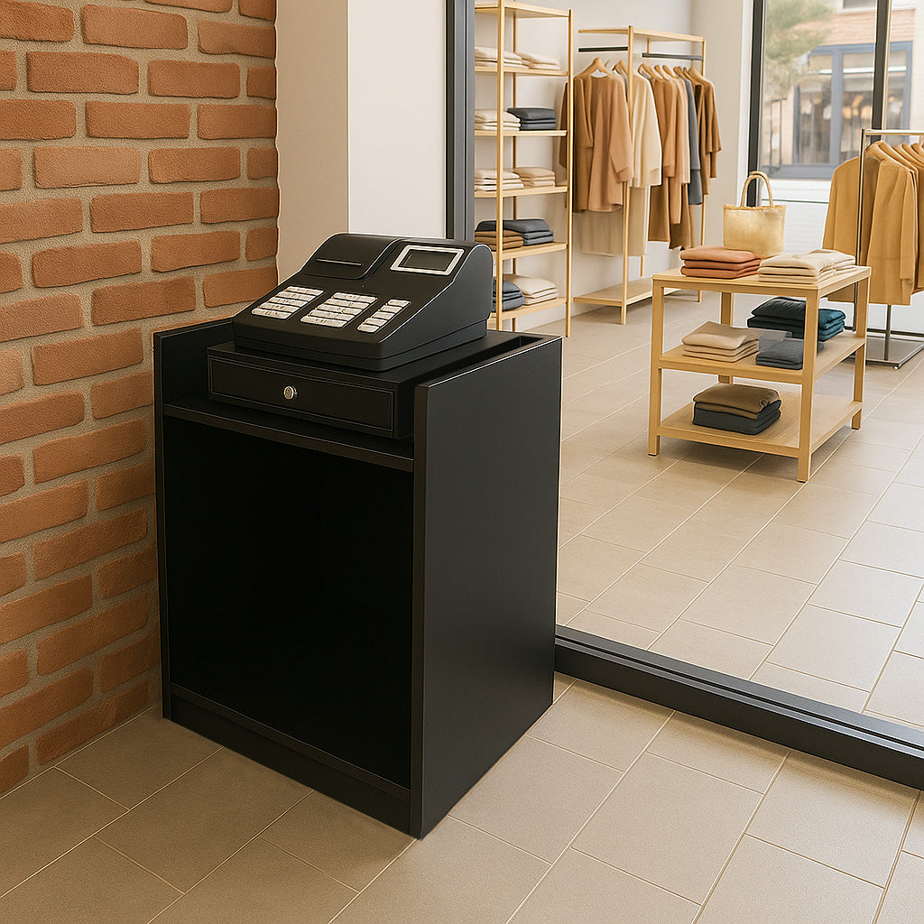 TB60 Ladentheke mit Kassenblock – Schwarz