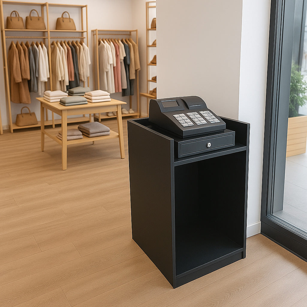 TB60 Ladentheke mit Kassenblock – Schwarz