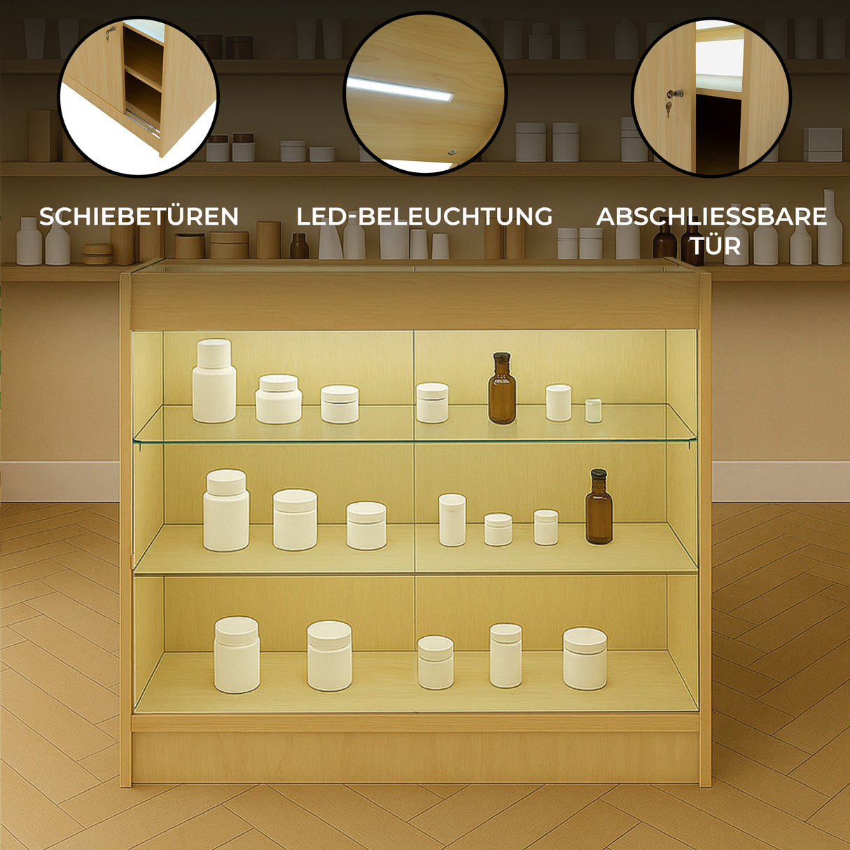 K900 LED-Ladentheke – Ahorn