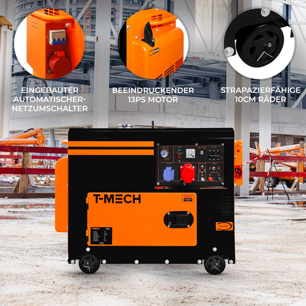 T-Mech Diesel Generator Stromerzeuger Dreiphasig 400V - Geräuschlos