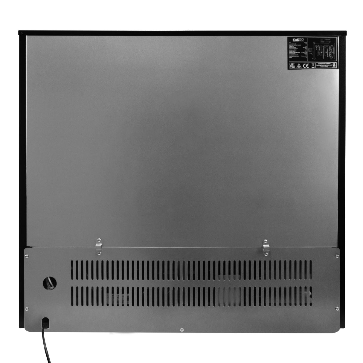 Kühlschrank für die Bar mit Doppelschiebetüren, silberne Metalloberfläche, robuste Bauweise und Lüftungsgitter für optimale Kühlung