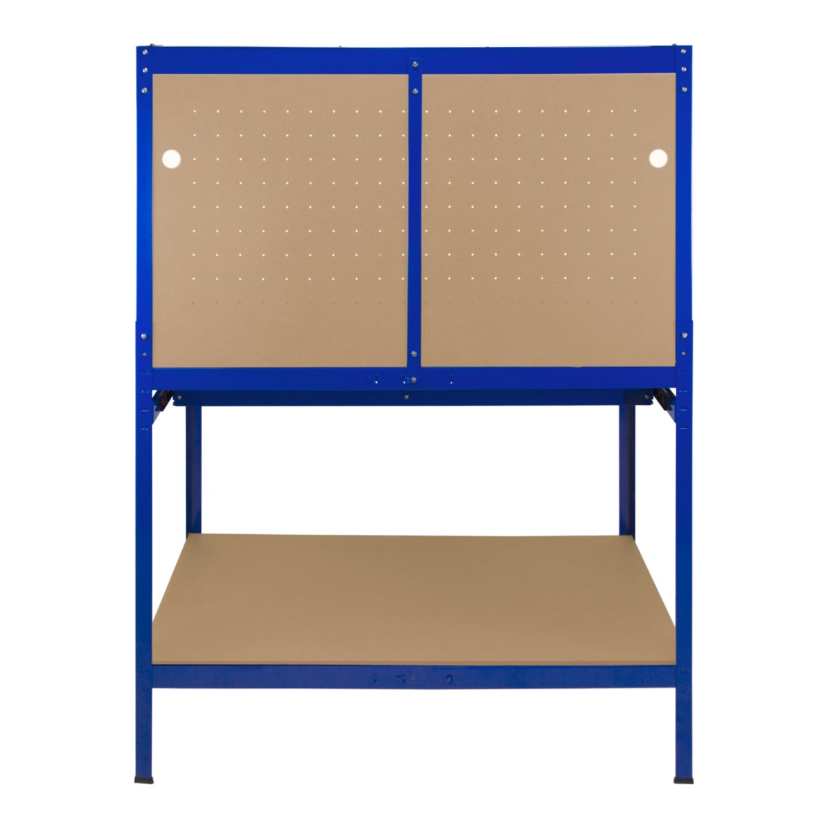 Werkbank mit Lochwand, Schublade & Licht - Blau