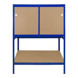 Werkbank mit Lochwand, Schublade & Licht - Blau