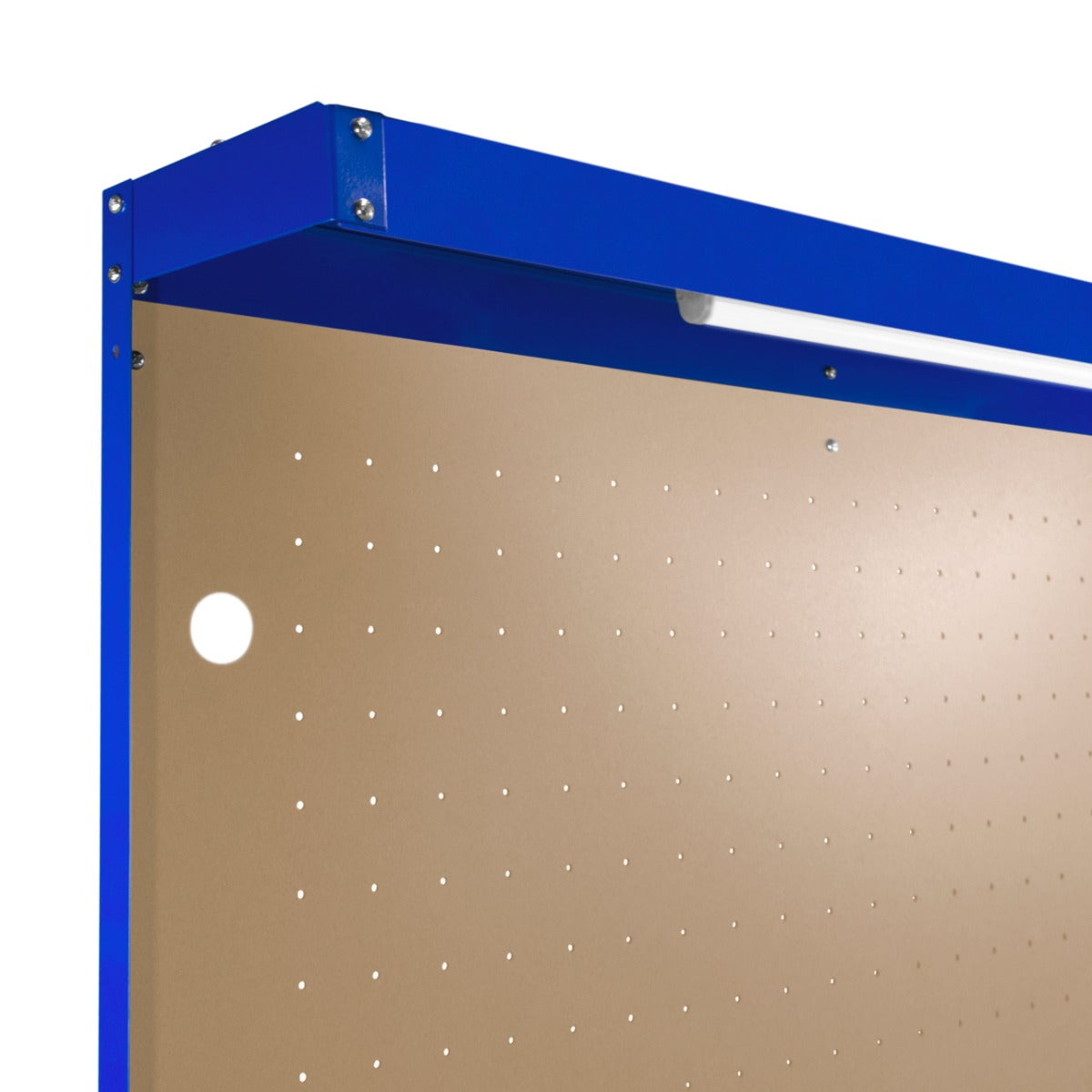 Werkbank mit Lochwand, Schublade & Licht - Blau