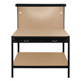 Werkbank mit Lochwand, Schublade & Licht - Schwarz