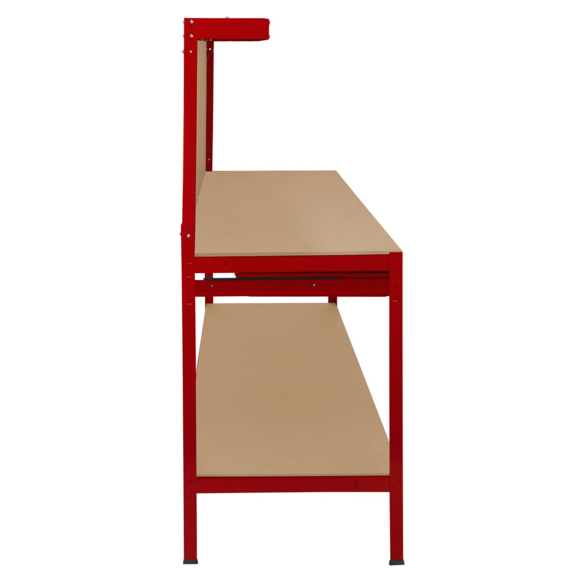 Werkbank mit Lochwand, Schublade & Licht - Rot