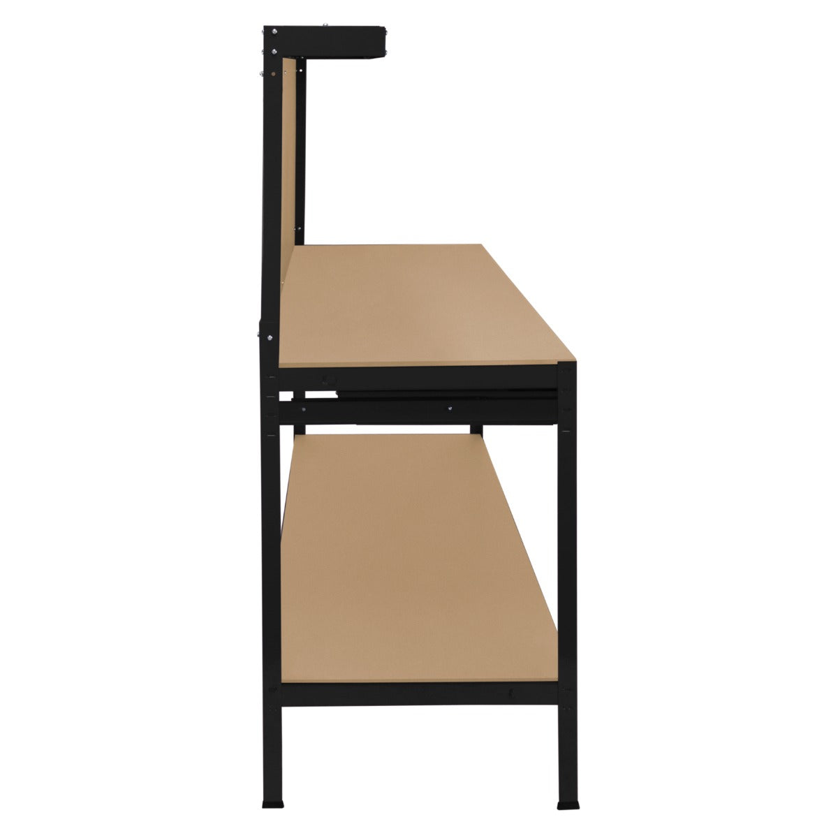 Werkbank mit Lochwand, Schublade & Licht - Schwarz
