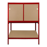Werkbank mit Lochwand, Schublade & Licht - Rot