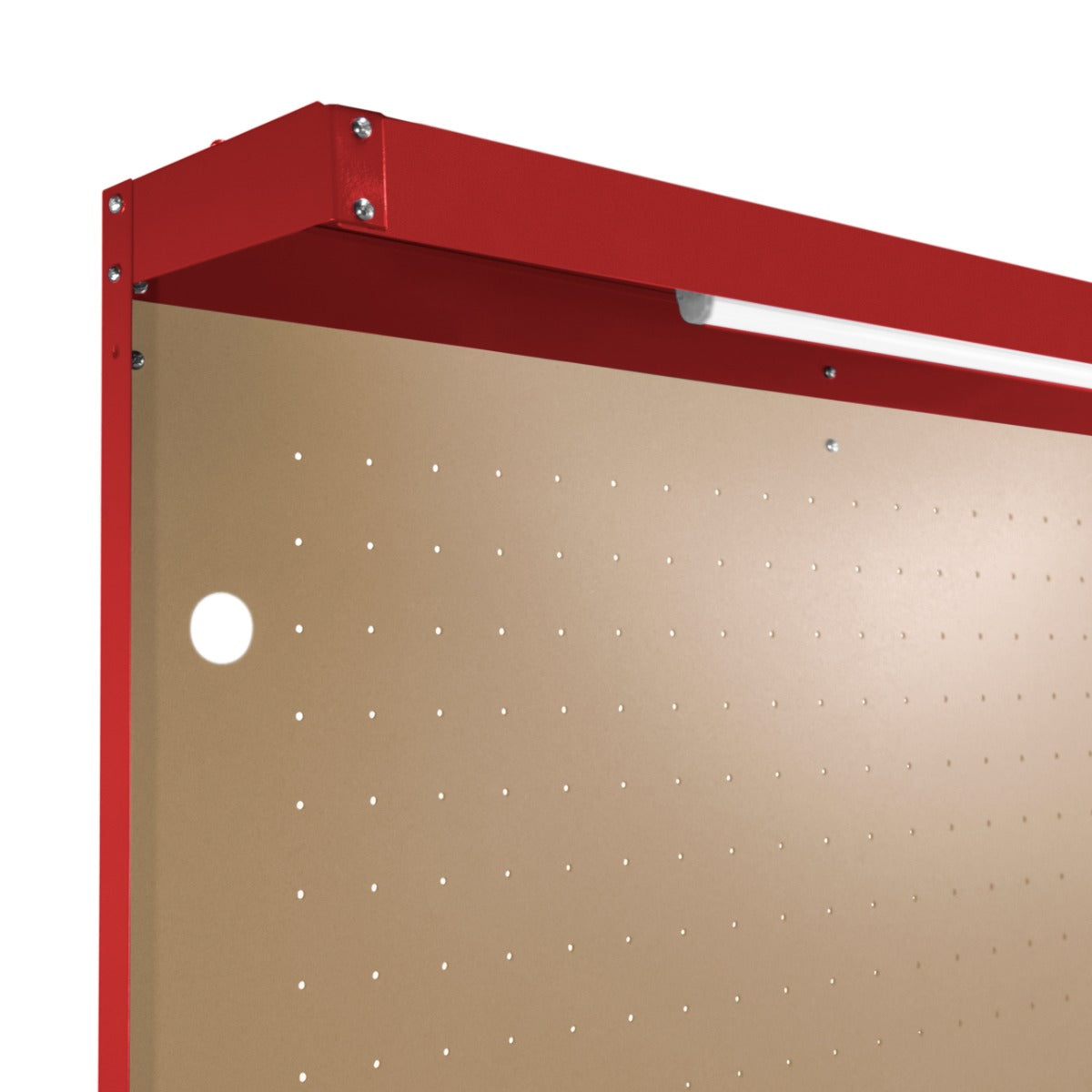 Werkbank mit Lochwand, Schublade & Licht - Rot