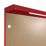 Werkbank mit Lochwand, Schublade & Licht - Rot