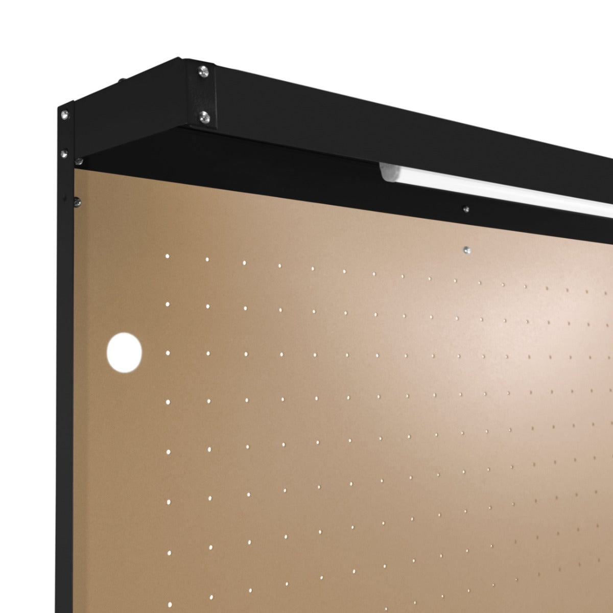 Werkbank mit Lochwand, Schublade & Licht - Schwarz