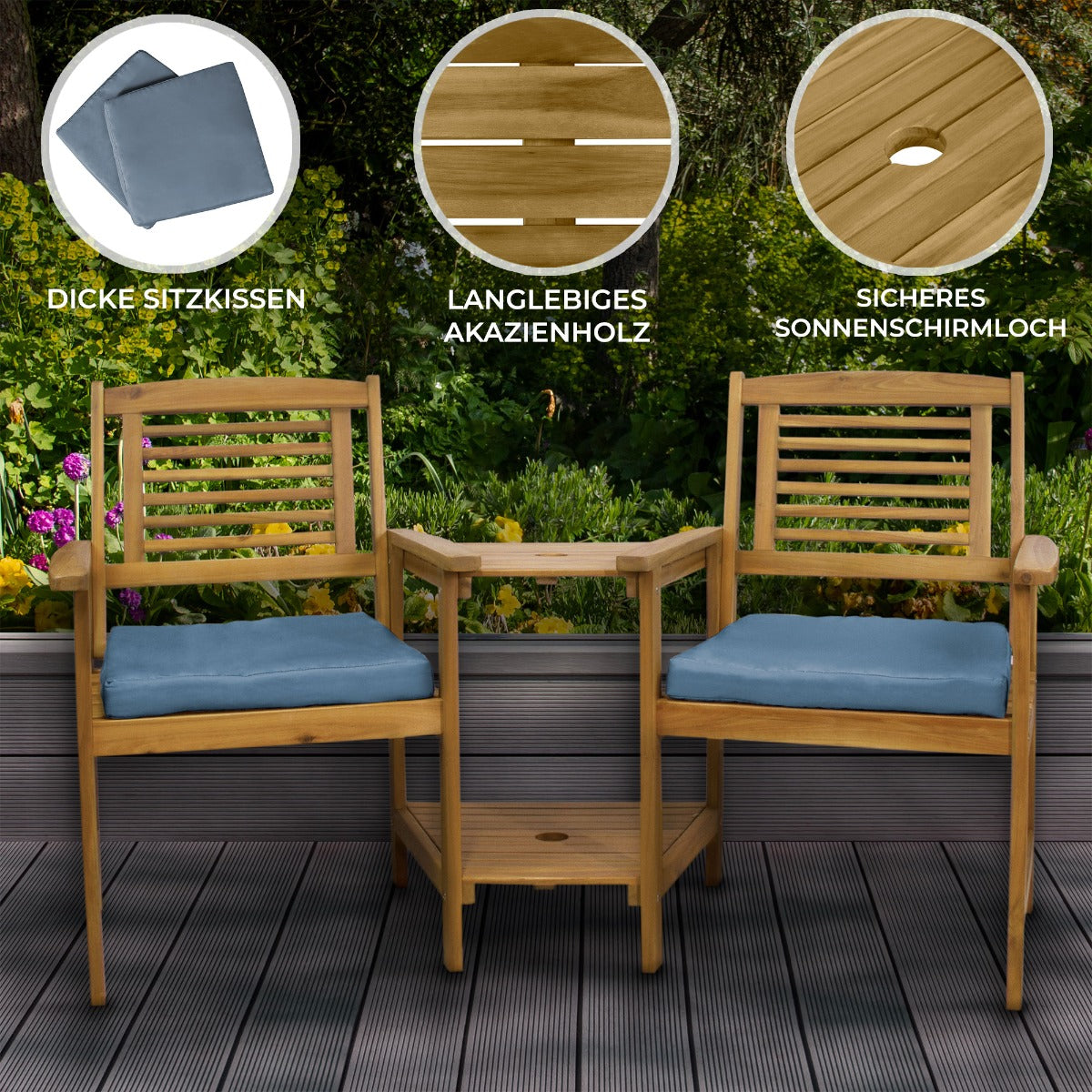 Loveseat Gartenbank mit Kissen