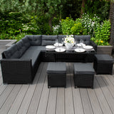 Polyrattan Gartenmöbel Set - Schwarz