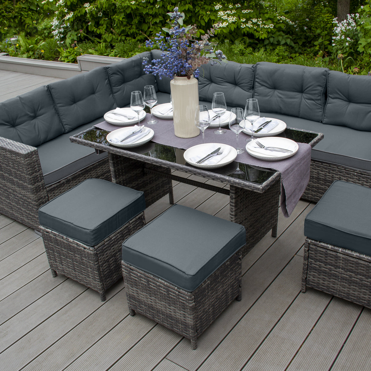 Polyrattan Gartenmöbel Set - Schwarz