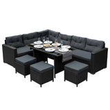 Polyrattan Gartenmöbel Set - Schwarz
