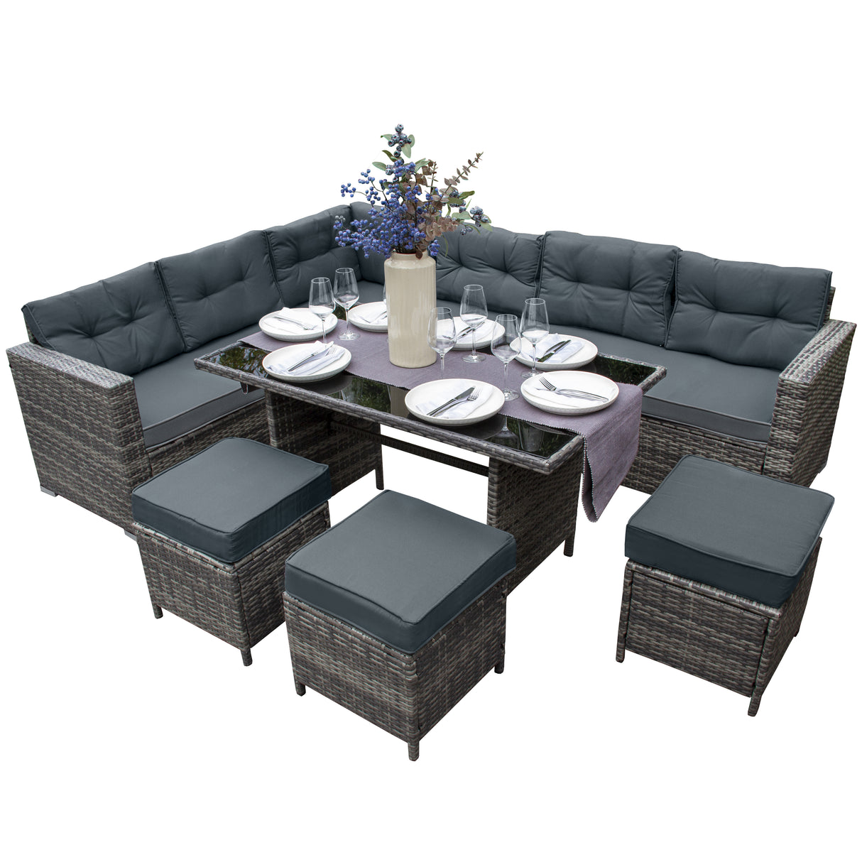 Polyrattan Gartenmöbel Set - Schwarz