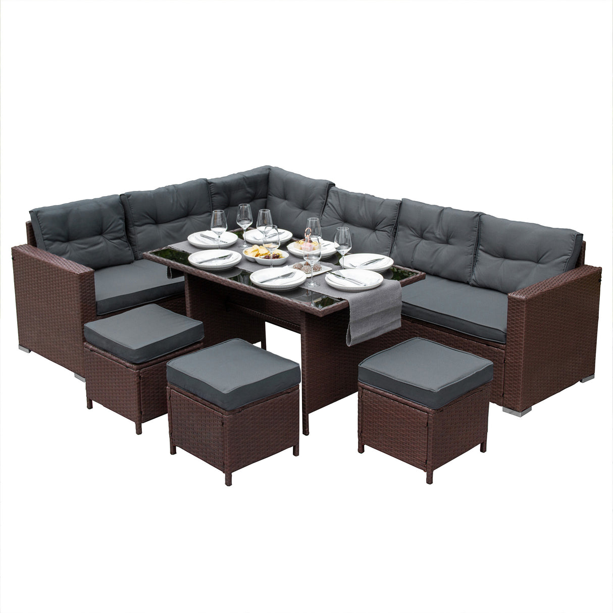 Polyrattan Gartenmöbel Set - Schwarz