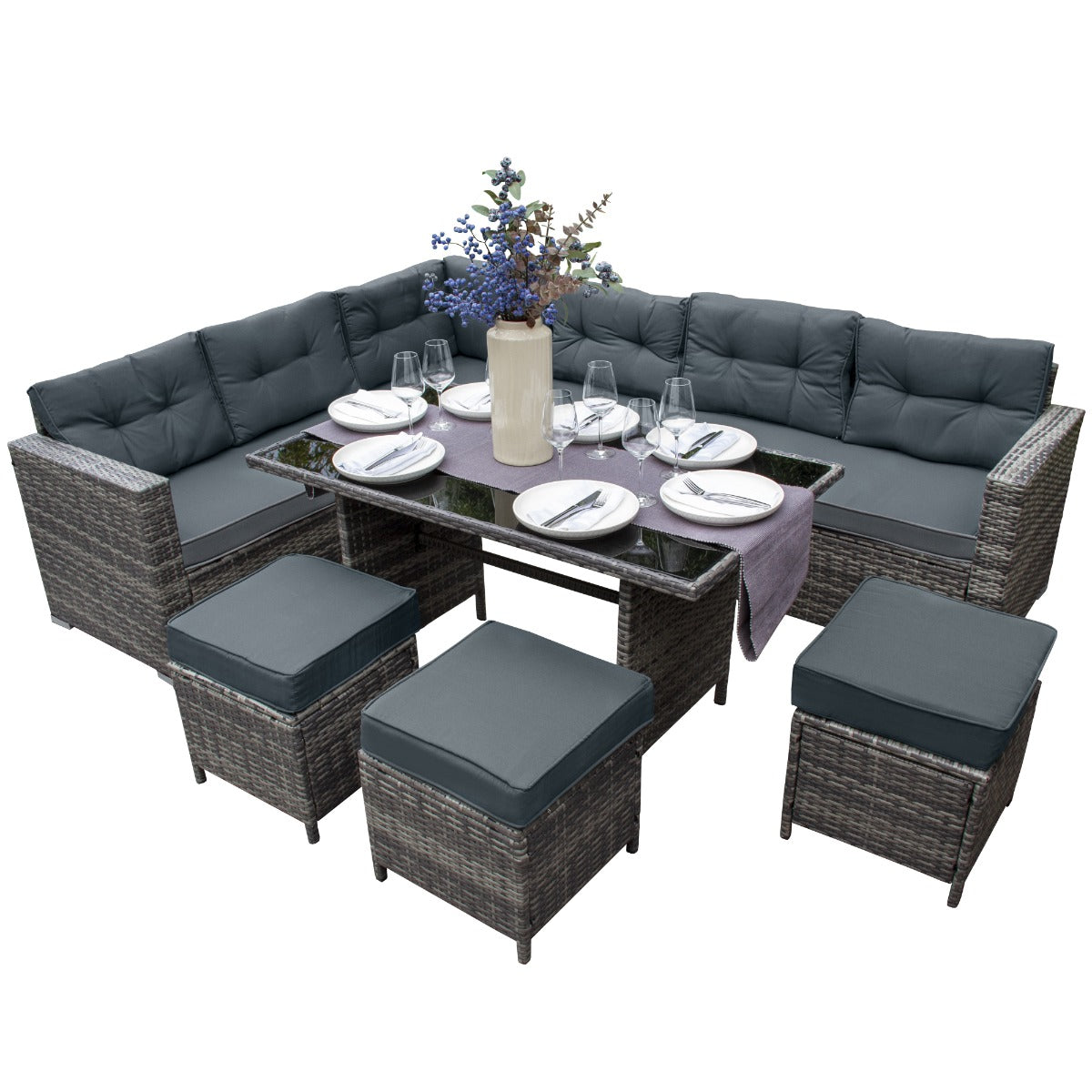 Polyrattan Gartenmöbel Set - Grau