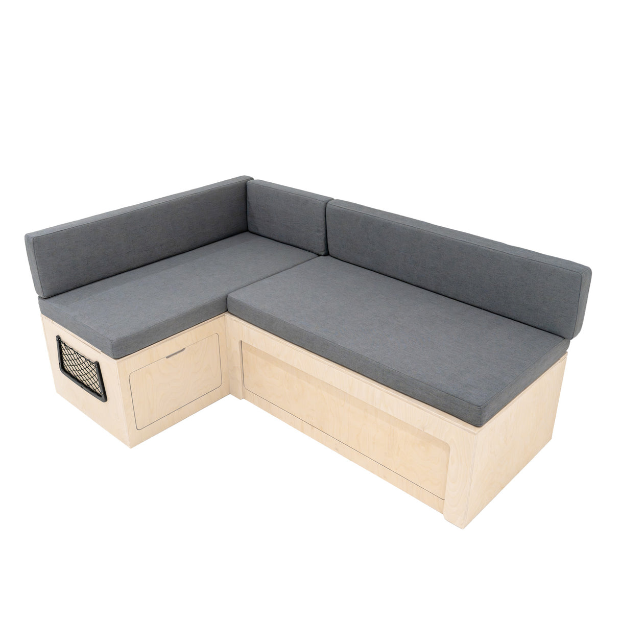 L-förmiges Bett für Wohnmobile und Kissen, Bank mit Stauraum, verschiebbares Sofa, 1800 x 1200 mm