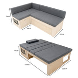 L-förmiges Bett für Wohnmobile und Kissen, Bank mit Stauraum, verschiebbares Sofa, 1800 x 1200 mm