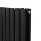 Oval Röhrenheizkörper - 1600mm x 360mm - Schwarz
