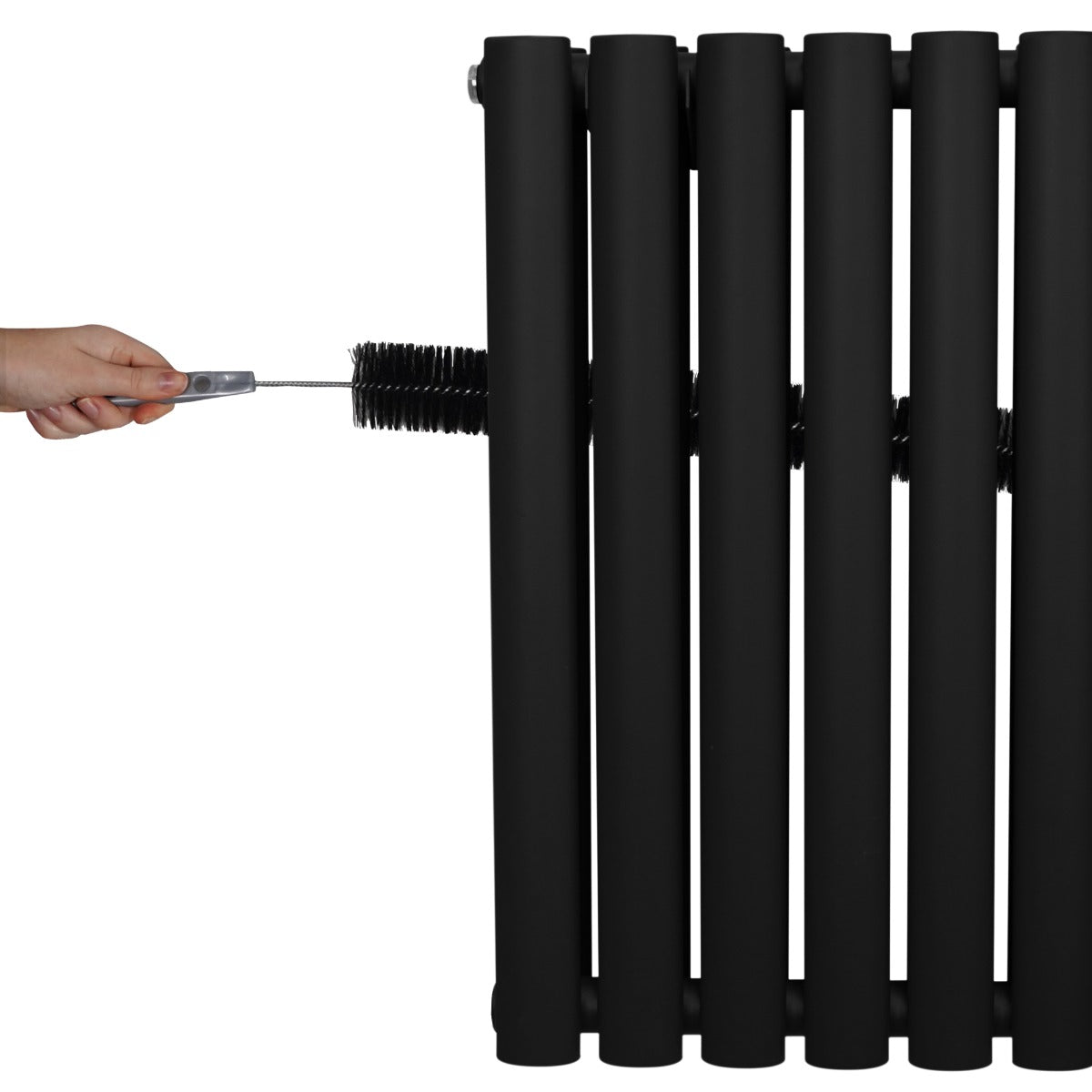Oval Röhrenheizkörper - 1600mm x 360mm - Schwarz
