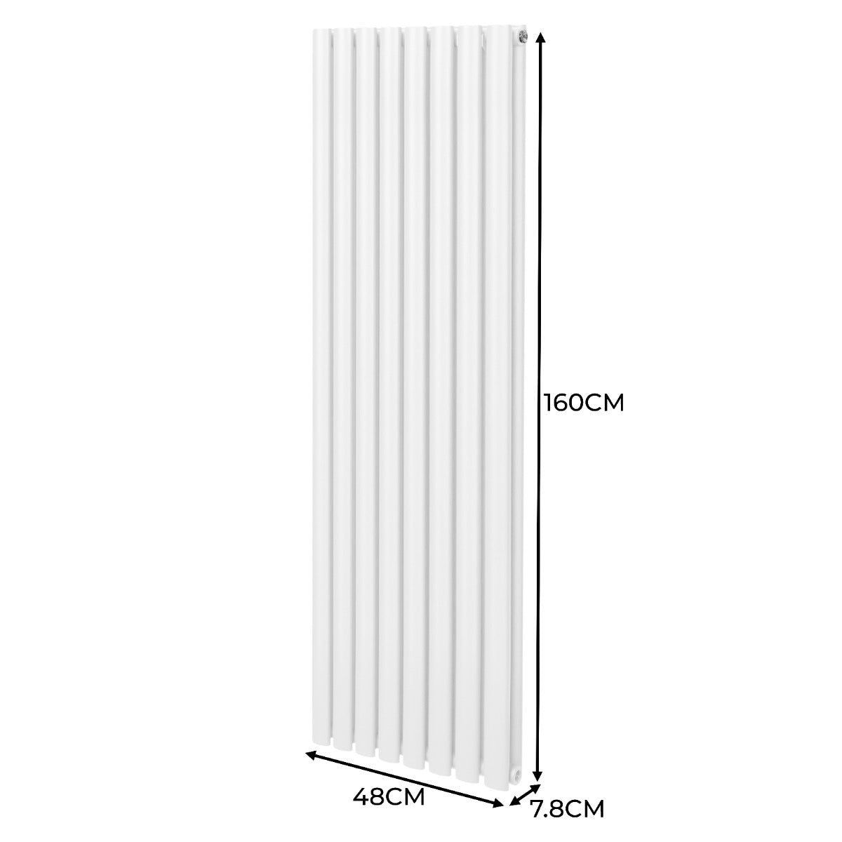 Oval Röhrenheizkörper - 1600mm x 480mm - Weiß