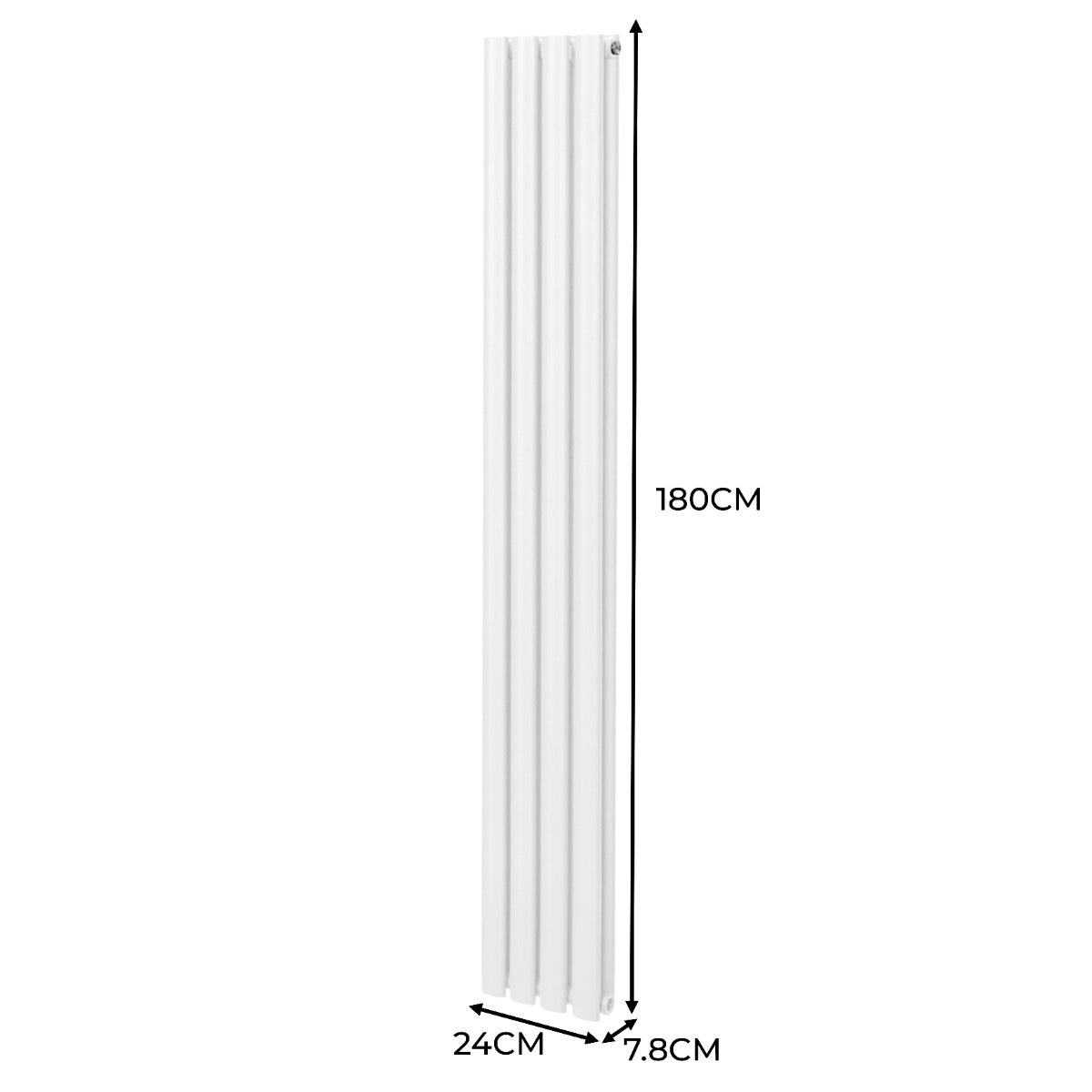 Oval Röhrenheizkörper - 1800mm x 240mm - Weiß