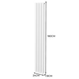 Oval Röhrenheizkörper - 1800mm x 240mm - Weiß