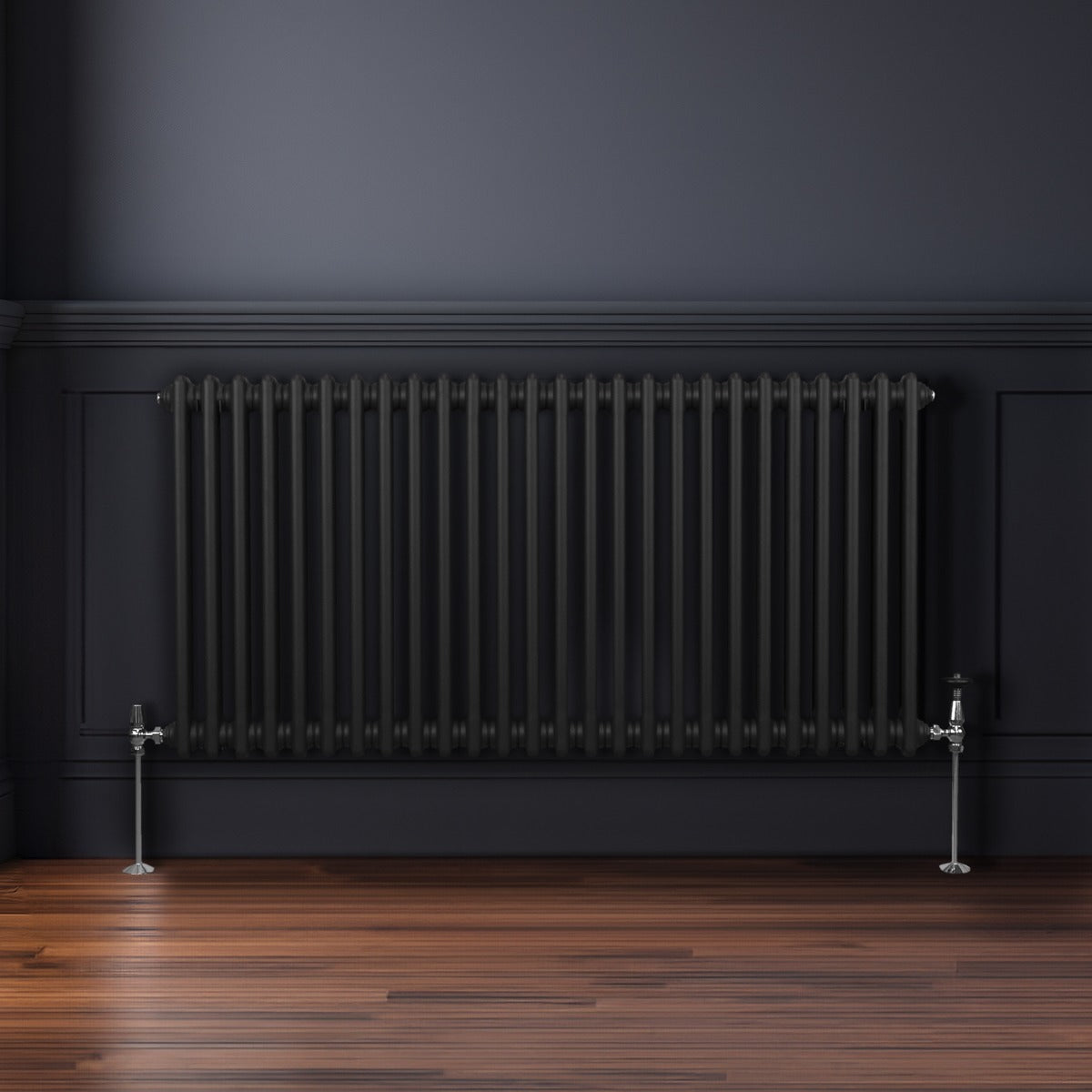 Traditioneller 2-Spalten-Heizkörper - 600 x 1192 mm - Schwarz