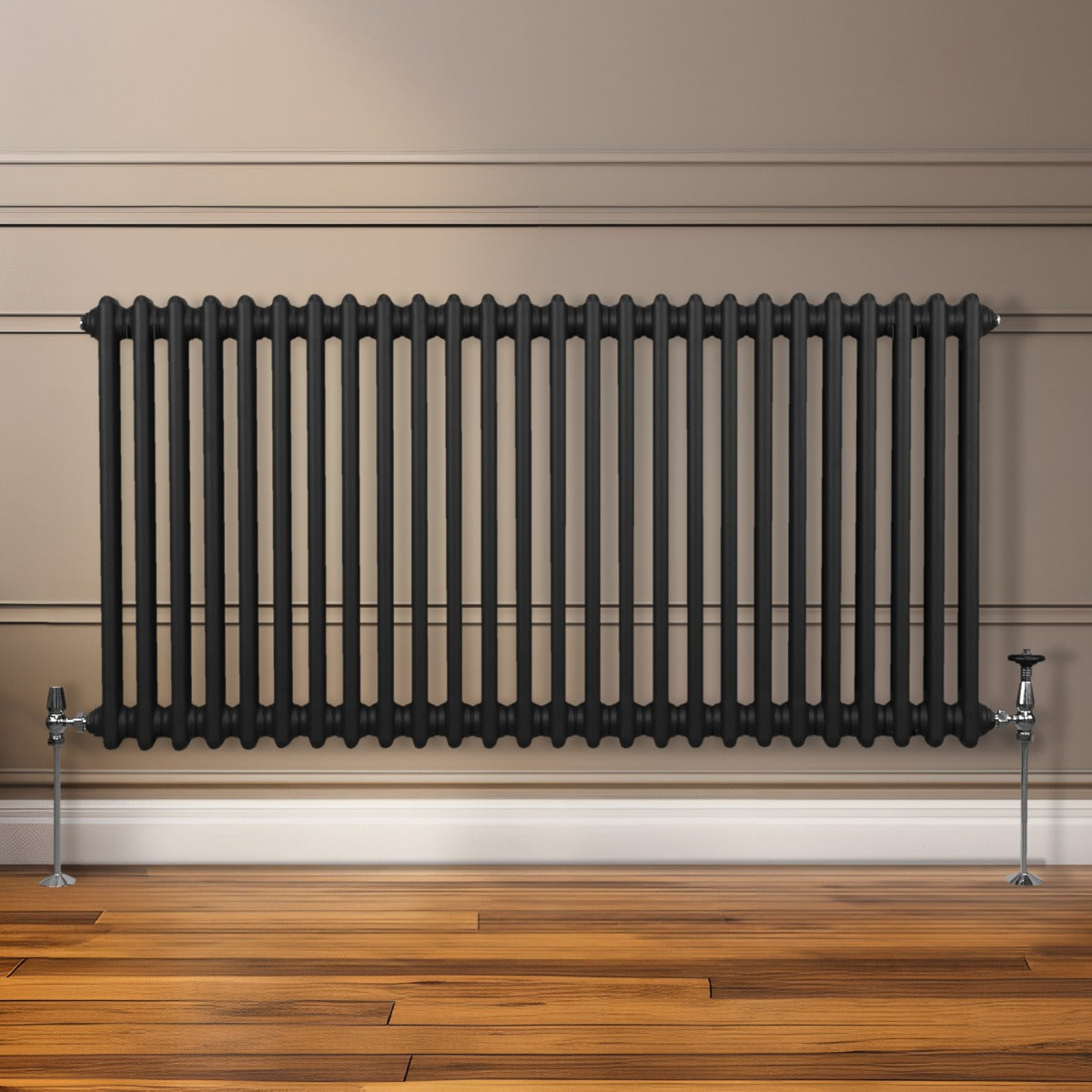 Traditioneller 2-Spalten-Heizkörper - 600 x 1192 mm - Schwarz
