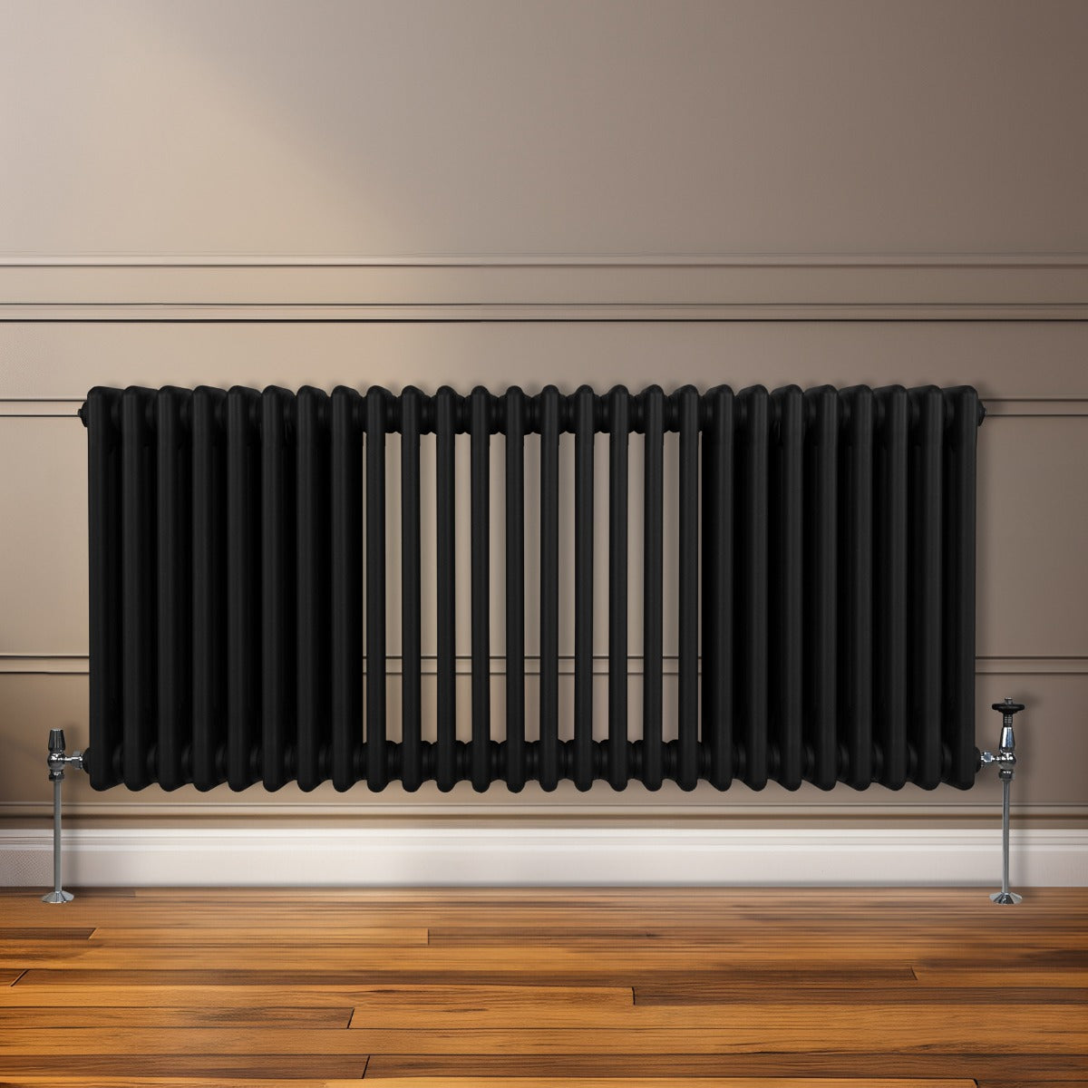 Traditioneller 3-Spalten-Heizkörper - 600 x 1192 mm - Schwarz