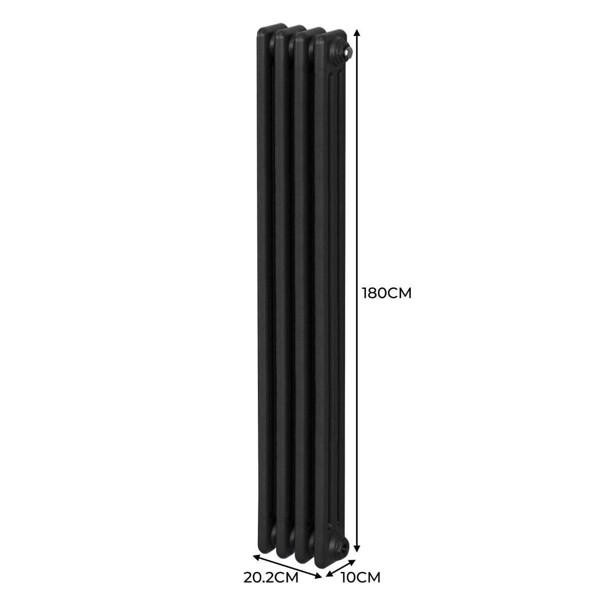 Traditioneller 3-Spalten-Heizkörper - 1800 x 202 mm - Schwarz