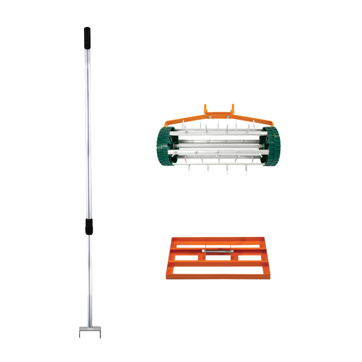 T-Mech Rasenrakel 50cm und rollender Rasenlüfter – Orange