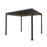 Anthrazitfarbene Aluminium-Pergola mit LED-Beleuchtung, 3 m x 3 m, modernes Design, robuste Struktur und schlichte Linienführung für stilvolle Außenbereiche