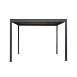 Anthrazitfarbene Aluminium-Pergola mit LED-Beleuchtung, 3 m x 3 m, quadratische Form, moderne Linien, robustes Design, ideal für Außenbereiche