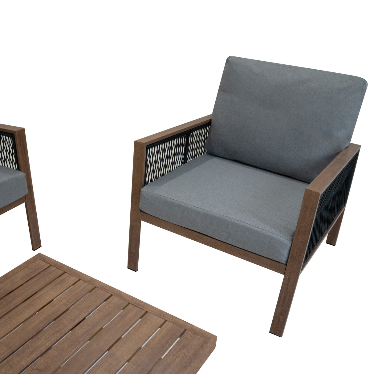4-teilige Aluminium-Sofagarnitur – Holz