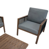 4-teilige Aluminium-Sofagarnitur – Holz