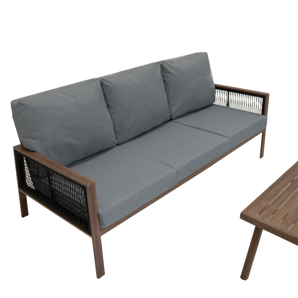 4-teilige Aluminium-Sofagarnitur – Holz