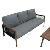 4-teilige Aluminium-Sofagarnitur – Holz