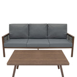 4-teilige Aluminium-Sofagarnitur – Holz