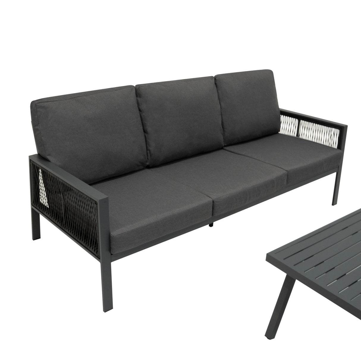 4-teilige Aluminium-Sofagarnitur – Anthrazitgrau